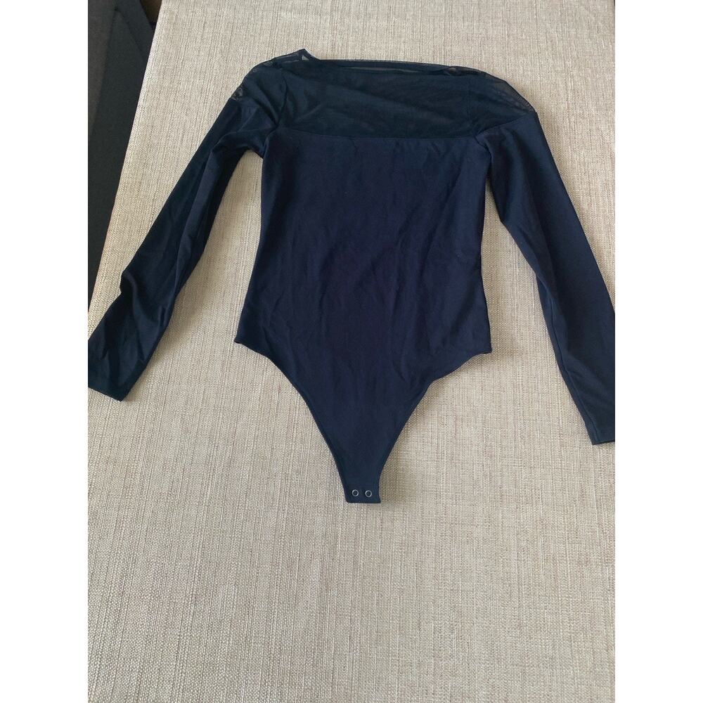 Abercrombie & Fitch Long Sleeve Bodysuit Black mesh insert S